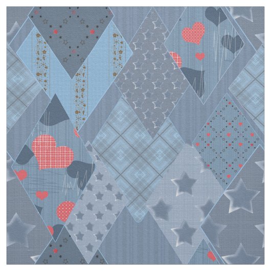 De heldere blauwe lappendeken stof (Swatch)