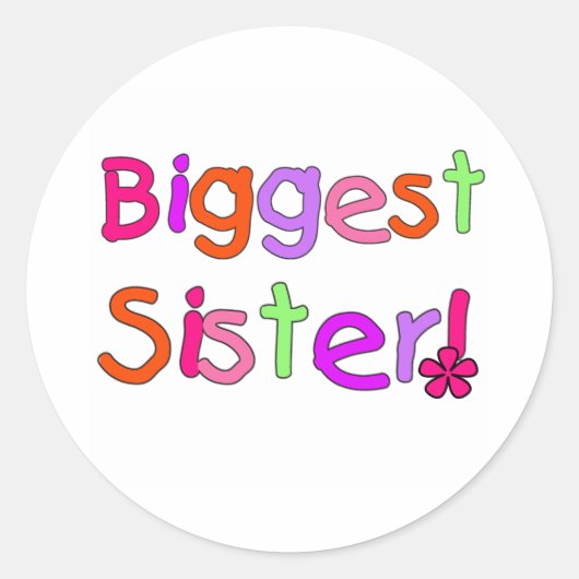 De heldere Grootste Zuster van de Tekst Ronde Sticker (Voorkant)