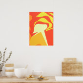 De heldere onbekende gele abstracte kunstprint poster (Keuken)