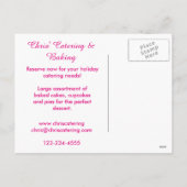 De heldere Roze Bevordering van de Catering van Feestdagenkaart (Achterkant)