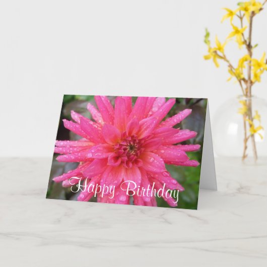 De heldere Roze Kaart van de Verjaardag van de (Gele Bloem)