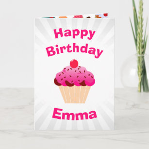 De heldere Roze Verjaardag van de Foto Cupcake Kaart