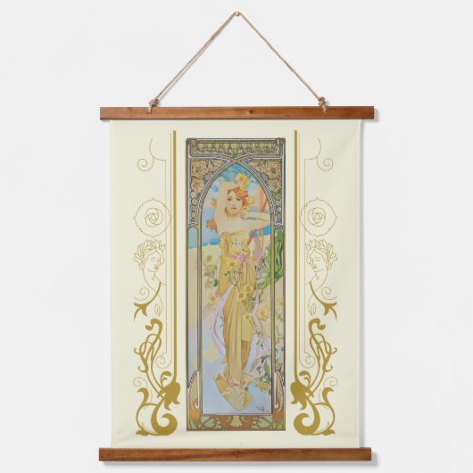 De helderheid van dag door Alphonse Mucha Hangend Wandkleed (Voorkant)