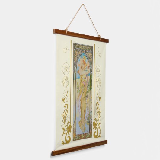 De helderheid van dag door Alphonse Mucha Hangend Wandkleed (Gebogen)