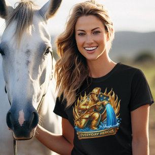 De heldhaftige brandweerman die vlammen temt t-shirt