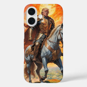De heldhaftige Trump-strijder in een gouden wapenr iPhone 16 Hoesje