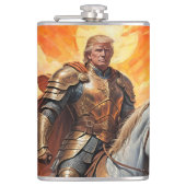 De heldhaftige Trump-strijder in een gouden wapenr Heupfles (Voorkant)
