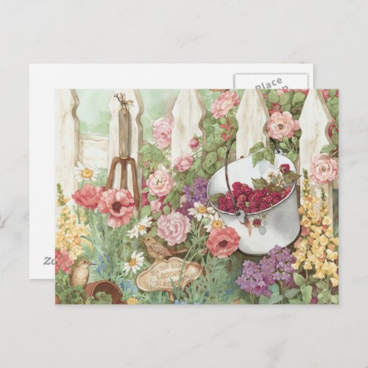 De hele aarde lacht in een tuin - Picket Fence Briefkaart (Voorkant / Achterkant)