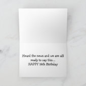 DE HELE BENDE IS ZO BLIJ OP JE *16E VERJAARDAG* KAART (Binnen)