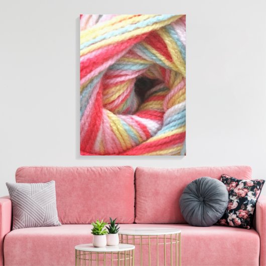 De hele dag door gehaakte Yarn Canvas Afdruk (Insitu (Woonkamer))