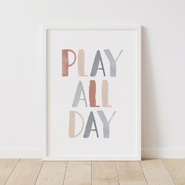 De hele dag spelen Boho Kinder Room Decor Poster