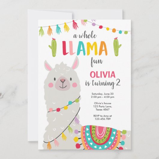 De hele lama leuke verjaardagsuitnodiging Alpitje Kaart (Voorkant)