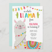 De hele lama leuke verjaardagsuitnodiging Alpitje Kaart (Voorkant / Achterkant)