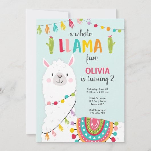 De hele lama leuke verjaardagsuitnodiging Alpitje Kaart (Voorkant)