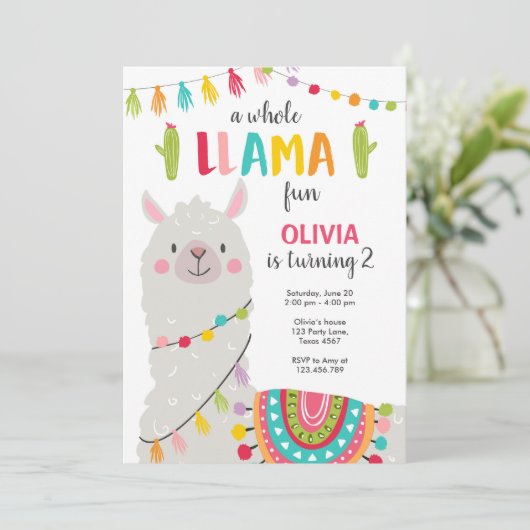 De hele lama leuke verjaardagsuitnodiging Alpitje  Kaart (Staand voorkant)