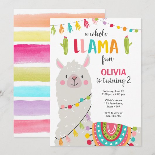 De hele lama leuke verjaardagsuitnodiging Alpitje  Kaart (Voorkant / Achterkant)