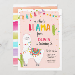 De hele lama leuke verjaardagsuitnodiging kaart