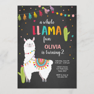De hele lama leuke verjaardagsuitnodiging kaart