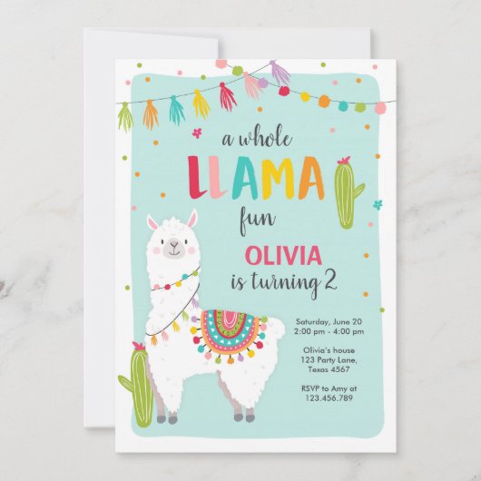 De hele lama leuke verjaardagsuitnodiging kaart (Voorkant)
