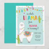 De hele lama leuke verjaardagsuitnodiging kaart (Voorkant / Achterkant)