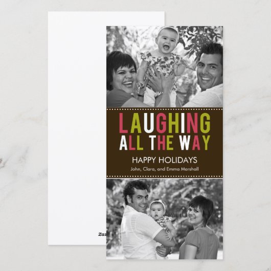 De hele manier lachen van de feestelijke fotokaart feestdagenkaart (Voorkant / Achterkant)