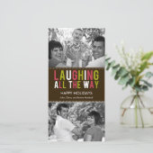 De hele manier lachen van de feestelijke fotokaart feestdagenkaart (Staand voorkant)