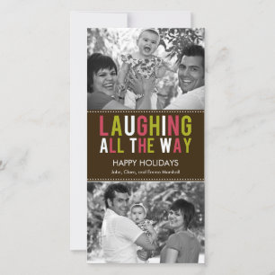 De hele manier lachen van de feestelijke fotokaart feestdagenkaart