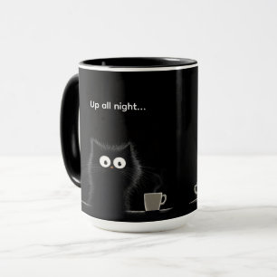 De hele nacht zwart kat mok