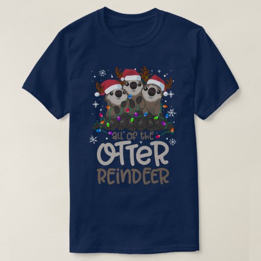 De hele Otter Reindeer Funny Kerstboom Xma T-shirt (Design voorkant)