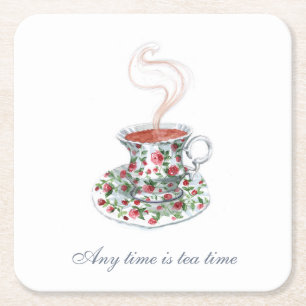 De hele tijd is de theetijd Tea Slogan Quote  Cup Kartonnen Onderzetters