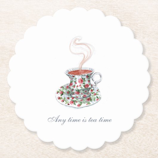 De hele tijd is de theetijd Tea Slogan Quote  Cup Kartonnen Onderzetters (Voorkant)