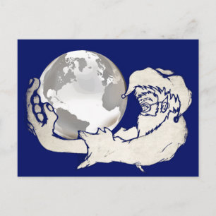 de hele wereld in de hand van een aap briefkaart