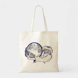 de hele wereld in een apen hand tote bag