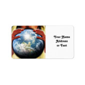 De hele wereld in zijn handen etiket (Voorkant)