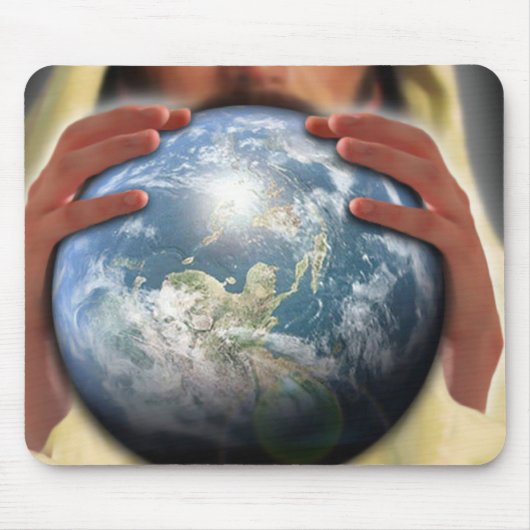 De hele wereld in zijn handen muismat (Voorkant)