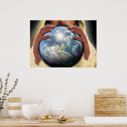 De hele wereld in zijn handen poster (Keuken)