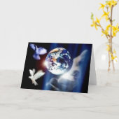 De hele wereld in zijn handen Wenskaart Kaart (Gele Bloem)