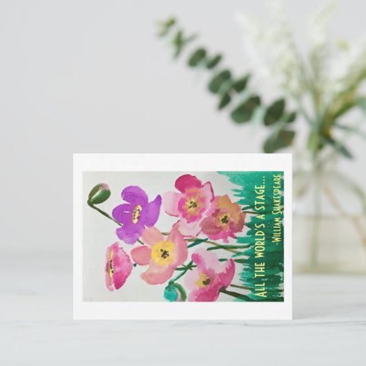 De hele wereld is een podium briefkaart (Staand voorkant)