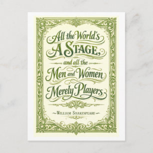 "De hele wereld is een toneel" Shakespeare Briefkaart