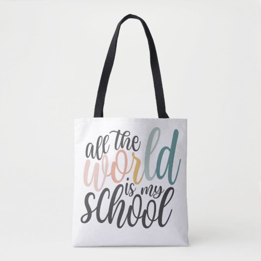 De hele wereld is mijn Canvas tas op school Homesc (Voorkant)