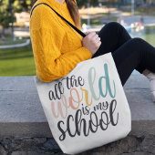 De hele wereld is mijn Canvas tas op school Homesc