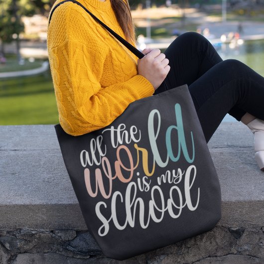 De hele wereld is mijn Canvas tas op school Homesc