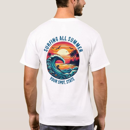 De hele zomer surfen t-shirt (Achterkant)