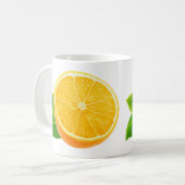 De helft van de oranje vruchten koffiemok (Voorkant links)