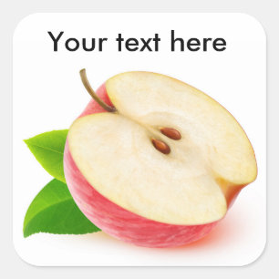 De helft van de rode appel vierkante sticker
