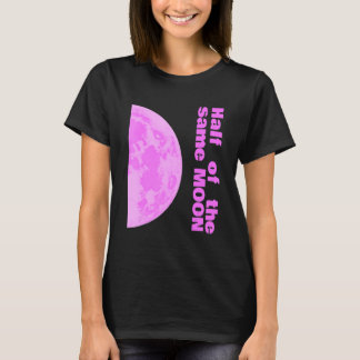 De helft van hetzelfde roze maan paar rechts 2 van t-shirt