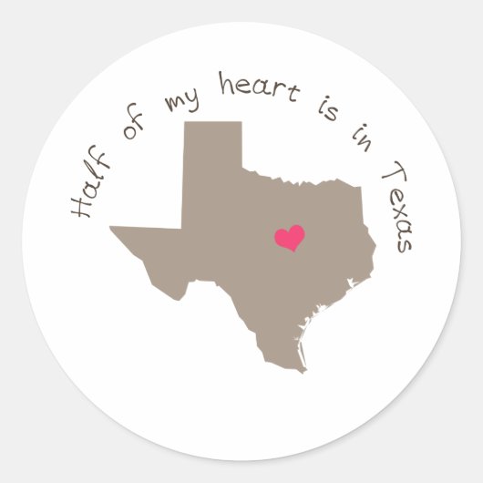 De helft van mijn hart ligt in Texas Sticker (Voorkant)