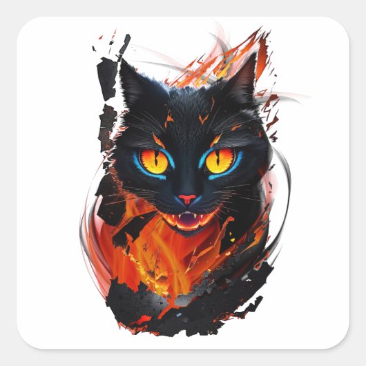 De Hell Cat Vierkante Sticker (Voorkant)