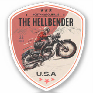 De Hellbender Route 28 North Carolina motorfiets Sticker