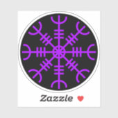 De helm van ontzag - Aegishjalmur (paarse op zwart Sticker (Vel)